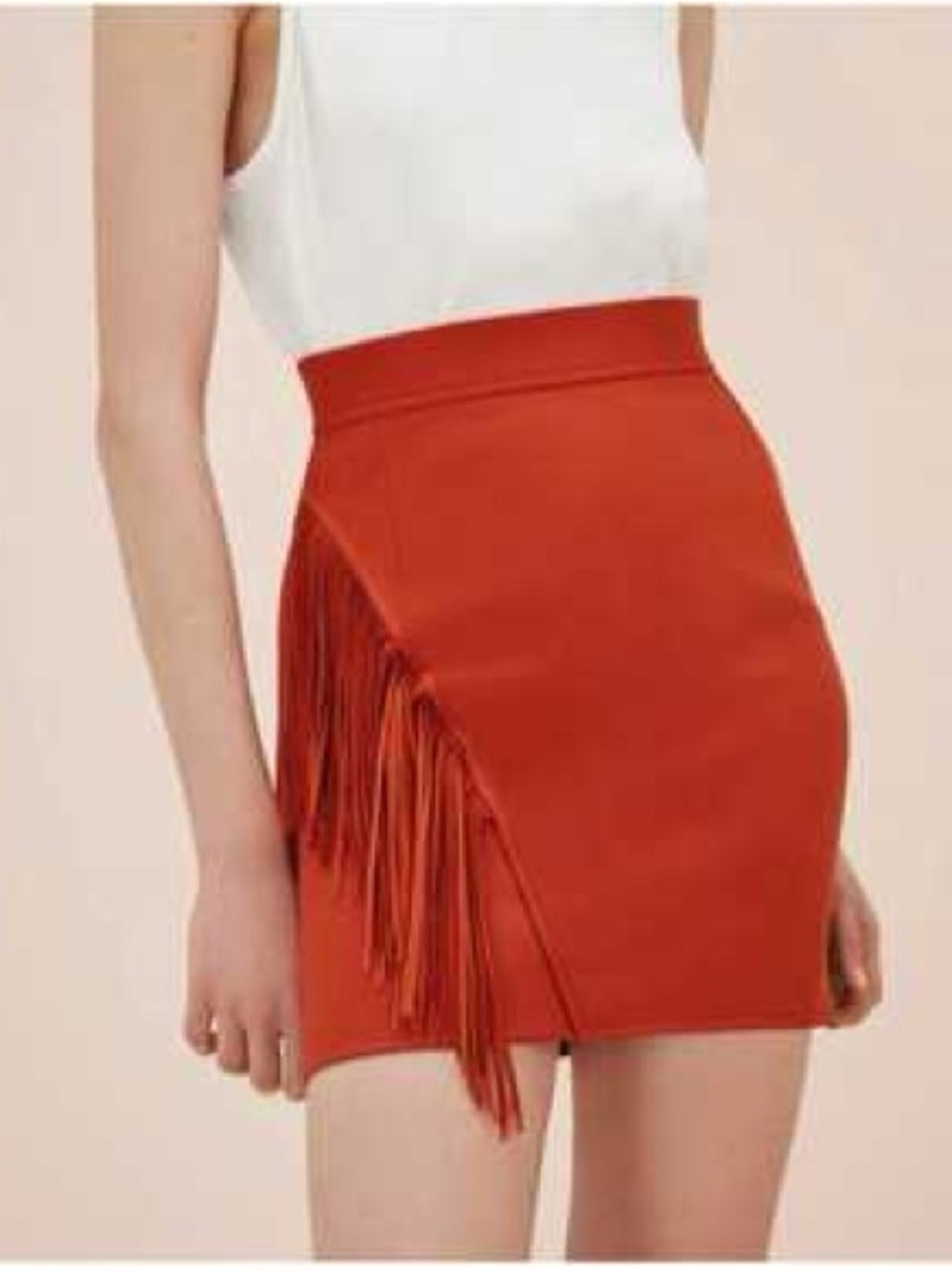 Maje Burnt Orange Fringe Mini Skirt - Women